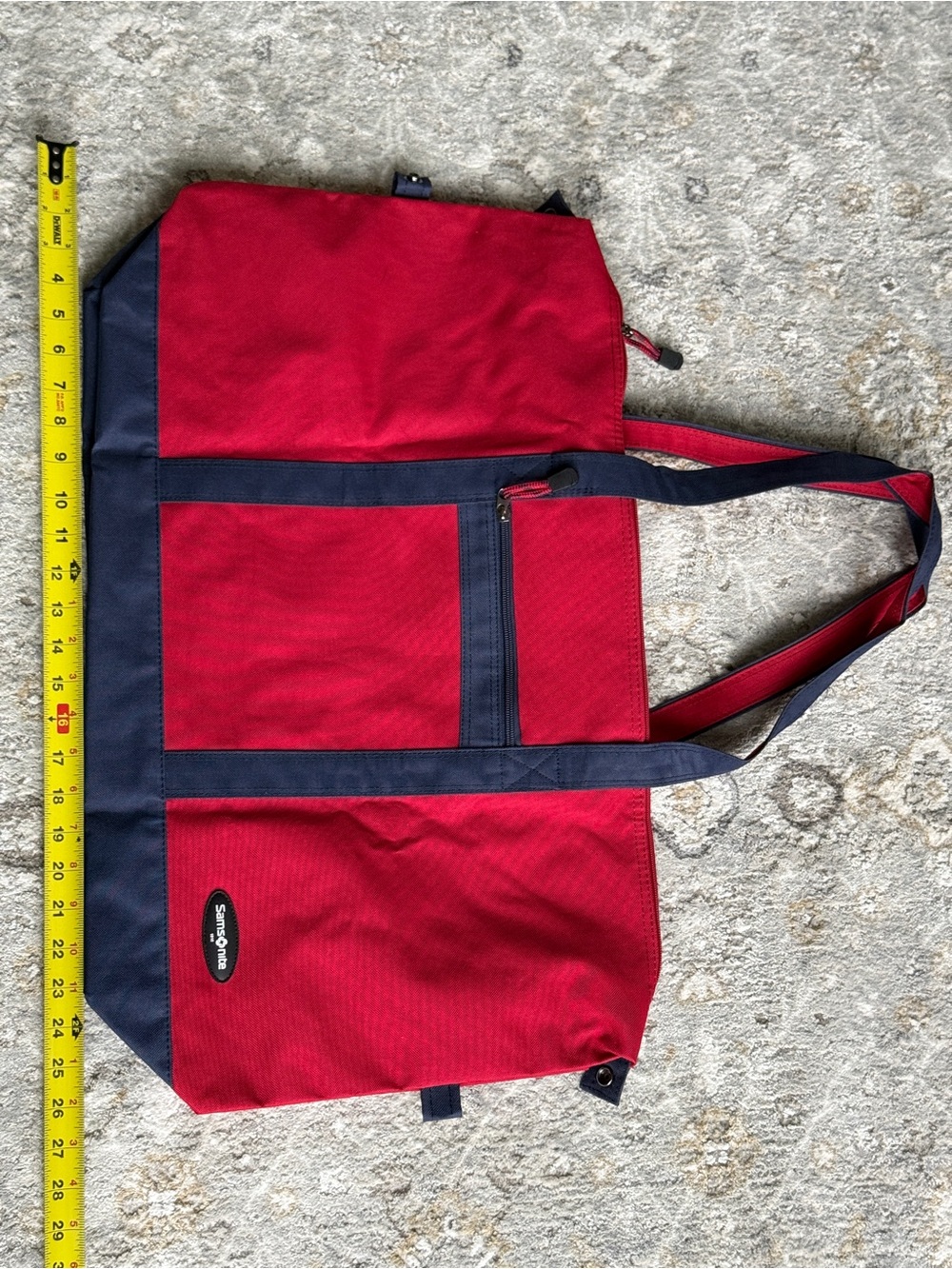 Samsonite Red and Navy Duffel Tote Bag